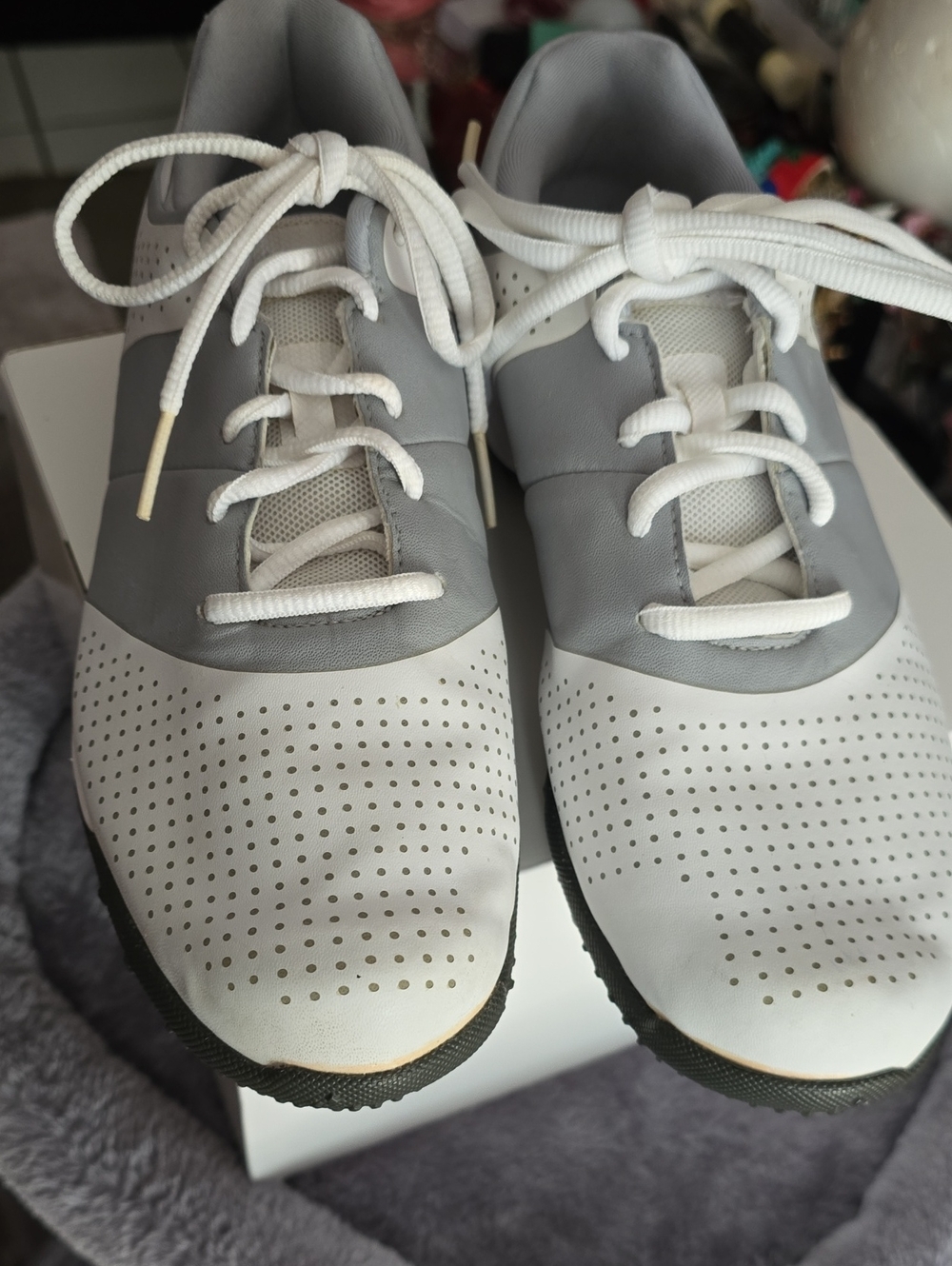 Women's Casual Lace-Up Golf Shoes - Gray & White (Sz 6½)